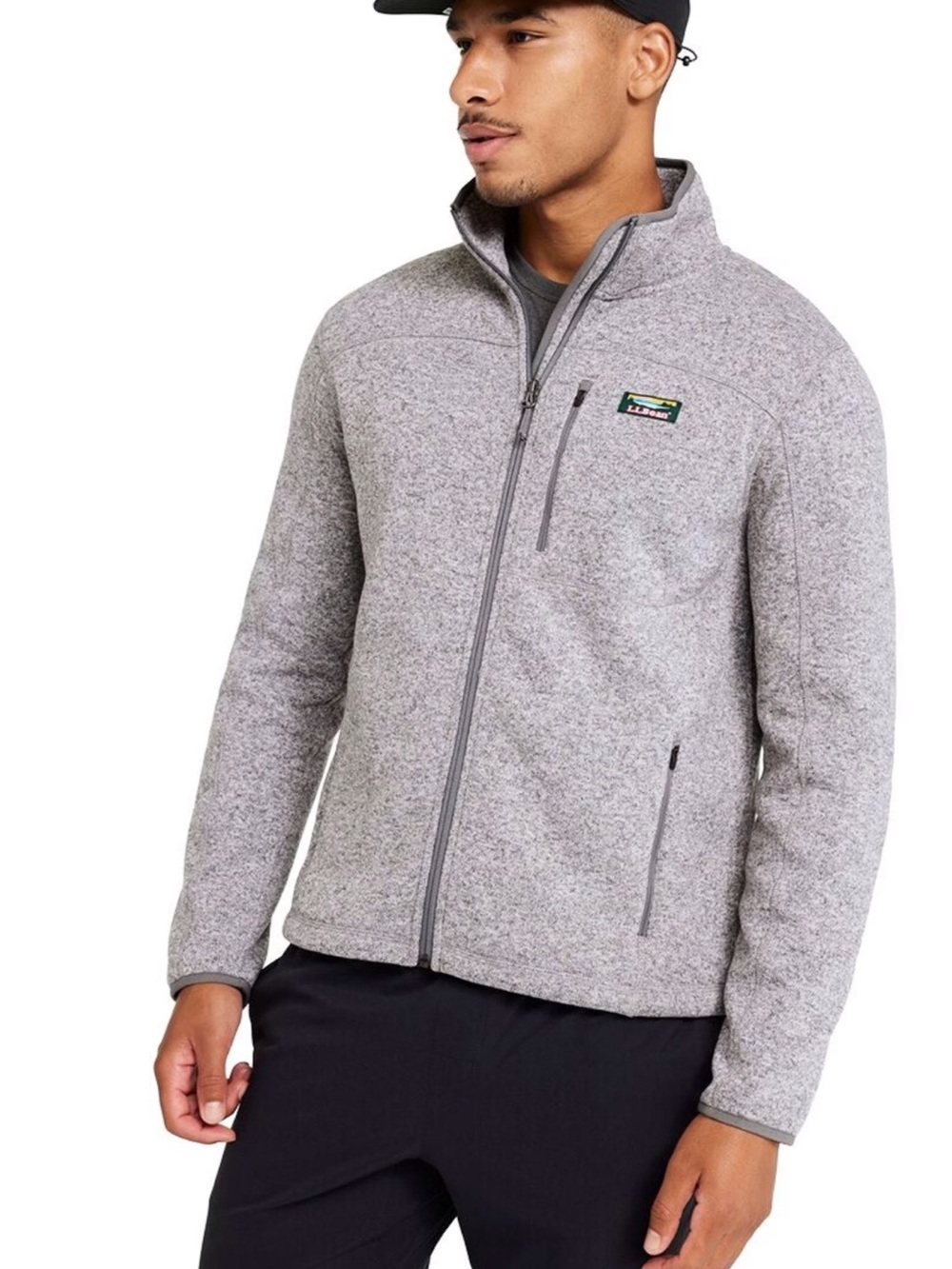 LLBEAN Full Zip Heather Gray Sweater Fleece slightly fitted 504938 M